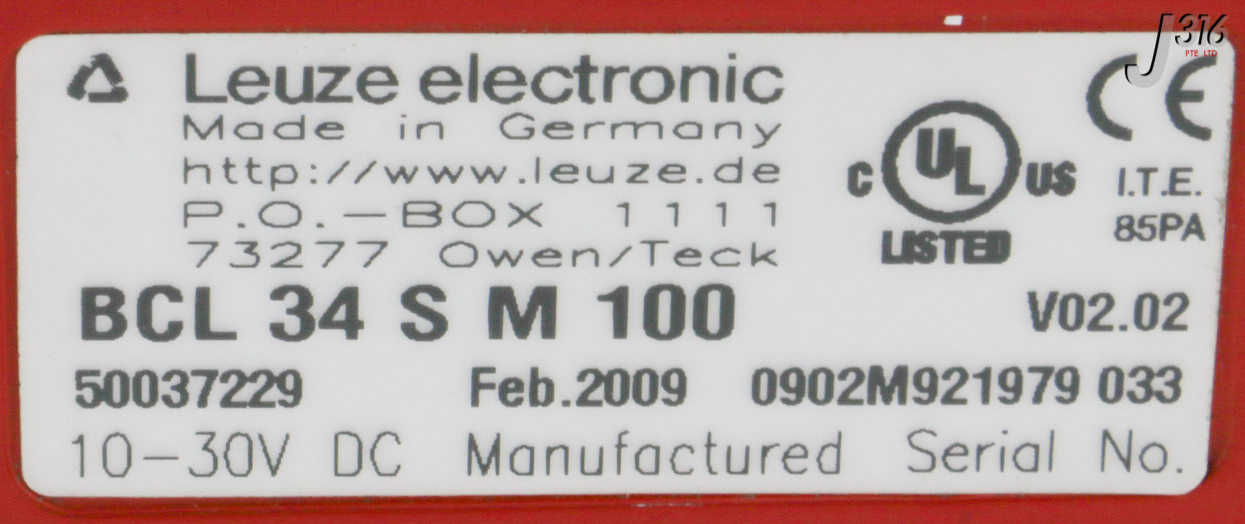 31674 LEUZE ELECTRONIC STATIONARY BARCODE READER, 50037229 BCL 34